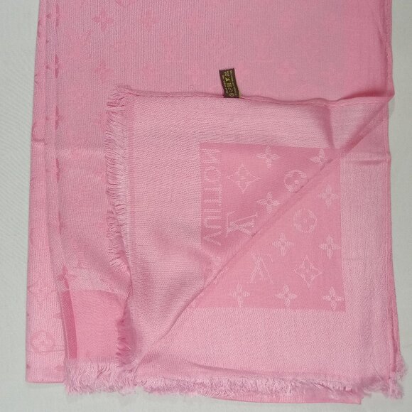 Authentic Louis Vuitton Scarf Stole Shawl Wrap 65% Cashmere 35% Silk Pink Used. - Picture 1 of 6